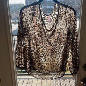 Leopard print sheer blouse